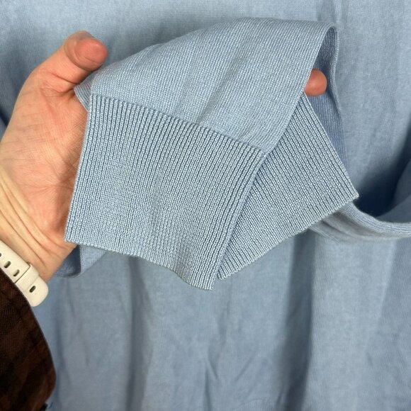 NEW Nordstrom Cross Back Wool Sweater Light Blue Fog Size Medium Open Back Top M - Picture 4 of 8